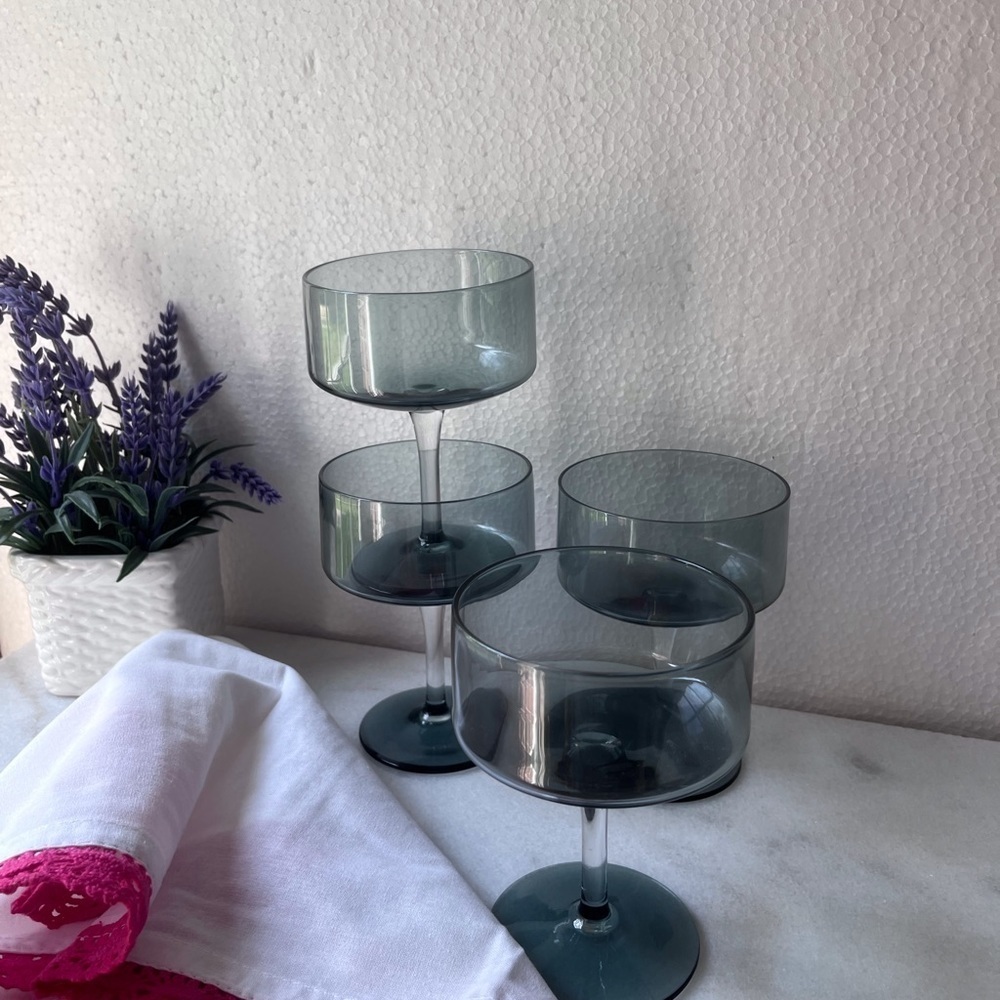 8 glasses MCM Lenox dust blue glasses set of 8 - Picture 4 of 12